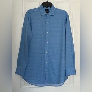 Tailorbyrd Light Blue Patterned Dress Shirt Button Down Mens Medium Like New